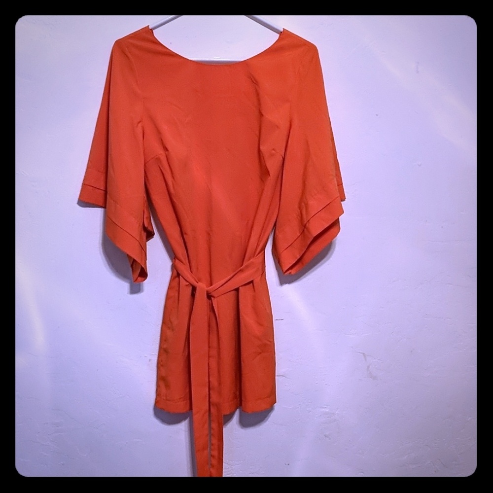 Orange waist tie dress
